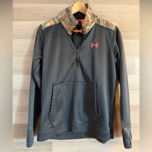Under Armour Women's Icon Caliber 1/4 Zip Pullover Realtree Camo Slate Gray NWOT